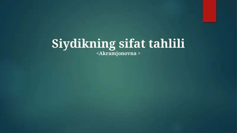 Siydikning sifat tahlili