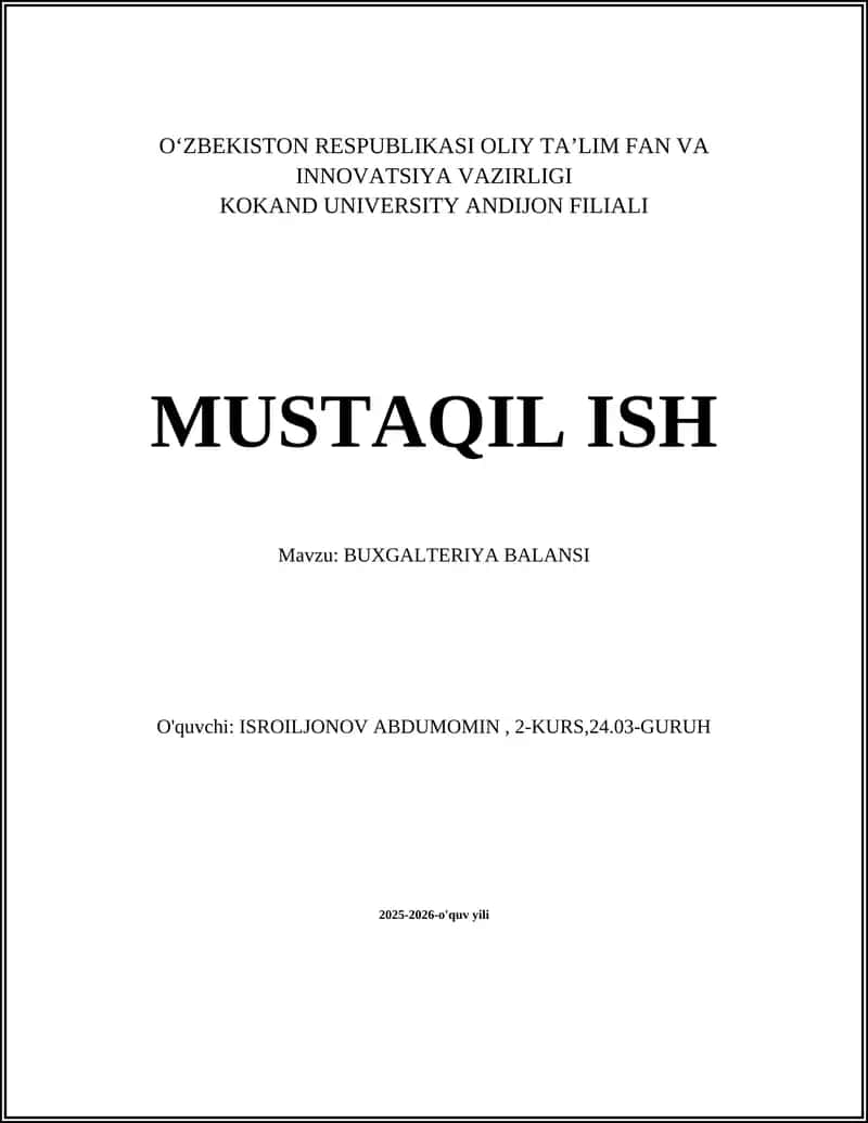 BUXGALTERIYA BALANSI