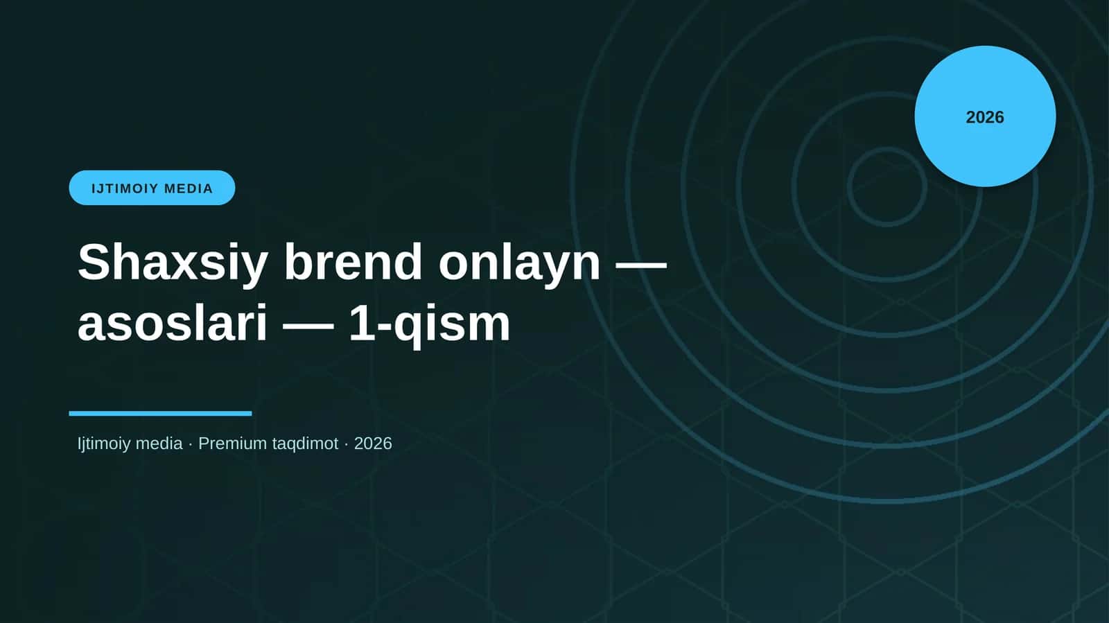 Shaxsiy brend onlayn - asoslari - 1-qism
