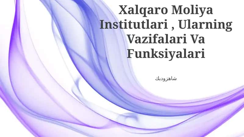 Xalqaro Moliya Institutlari, Ularning Vazifalari Va Funksiyalari