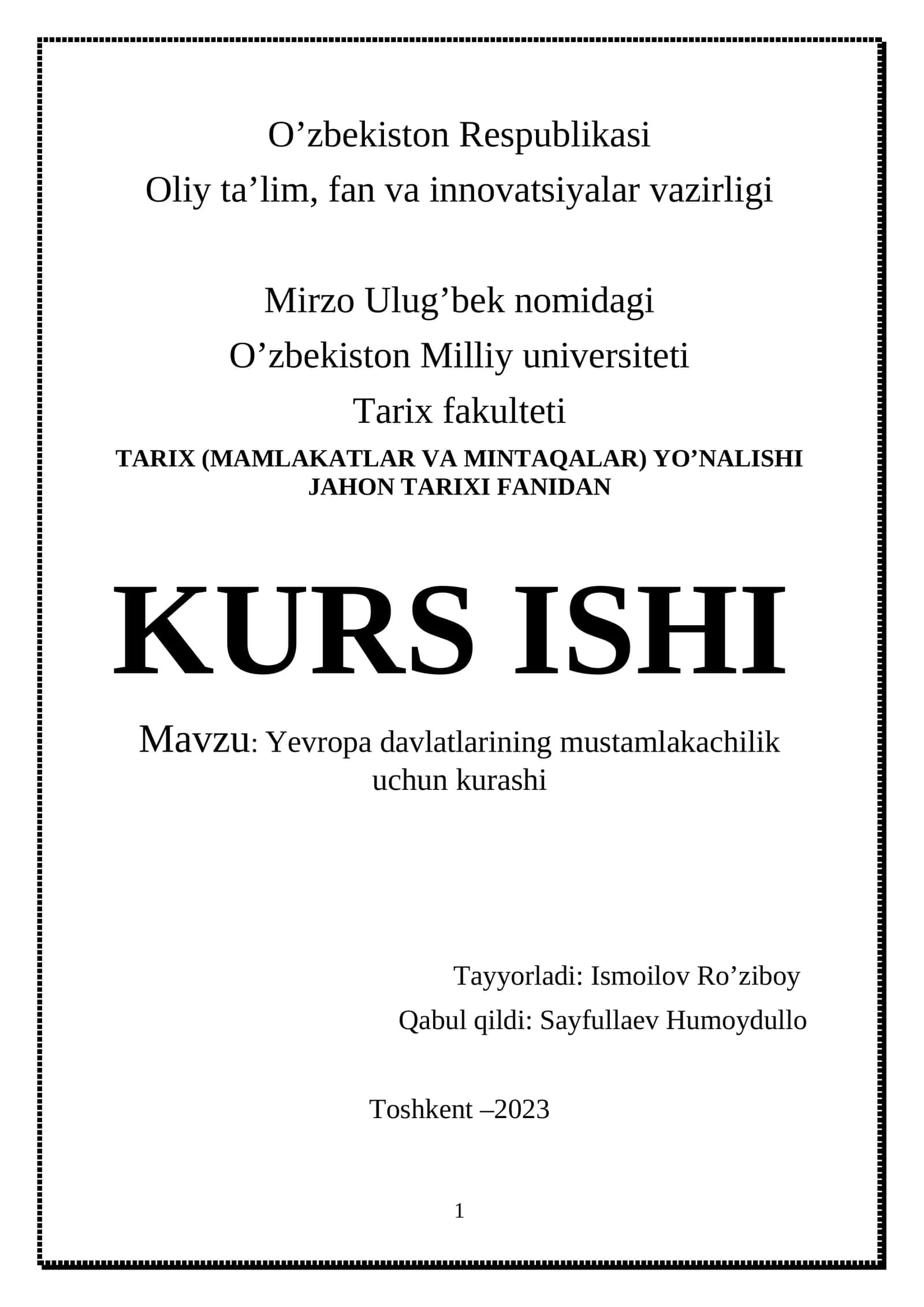 Yevropa davlatlarining mustamlakachilik uchun kurashi (XVIII-asr)