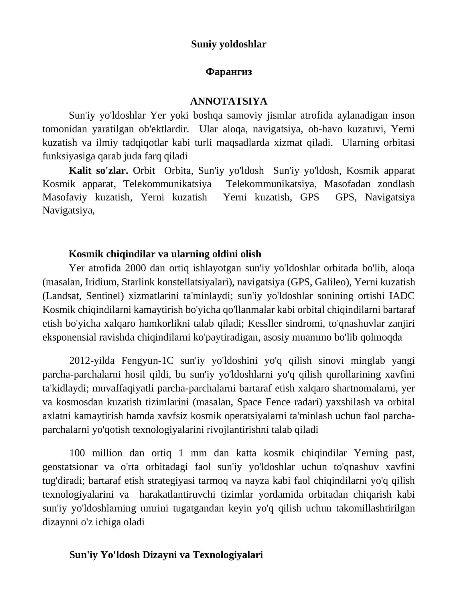 Suniy yoldoshlar