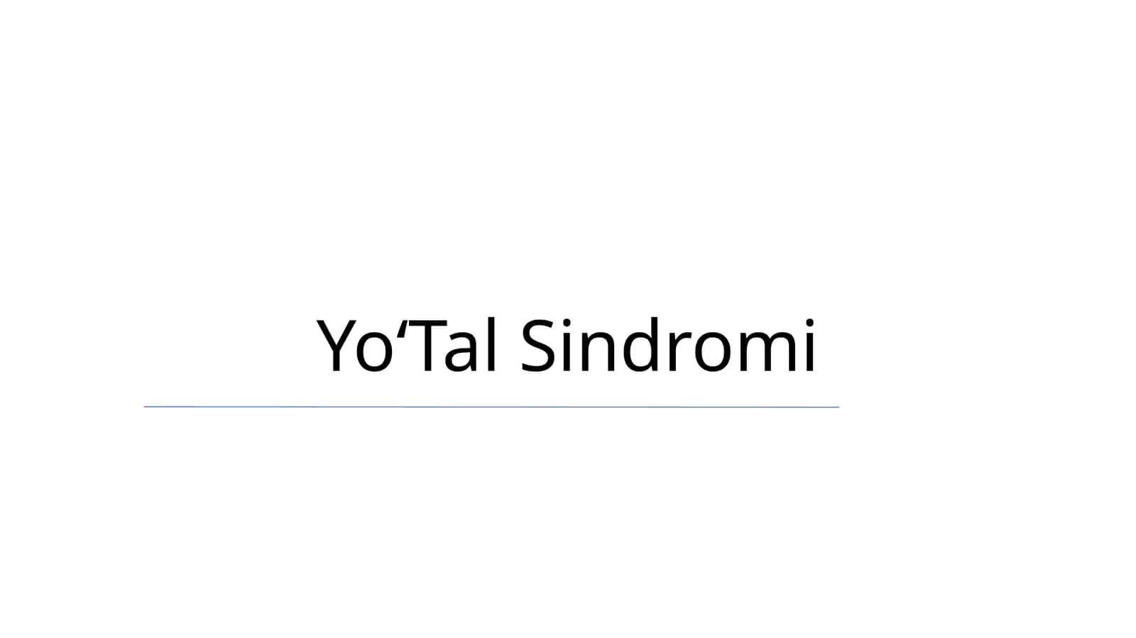 YoʻTal Sindromi