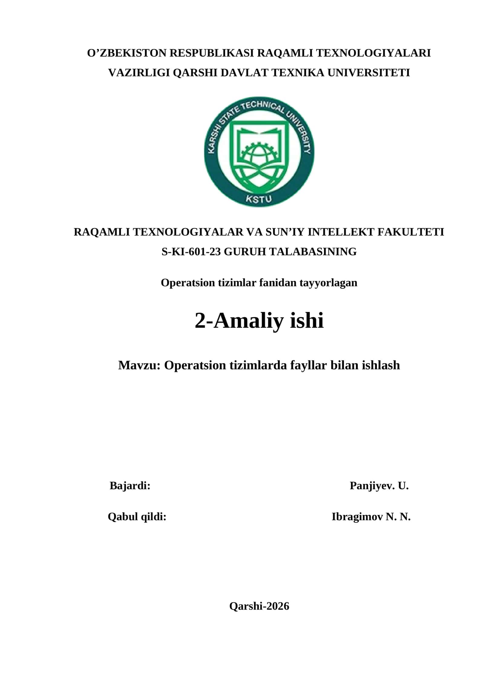 Operatsion tizimlarda fayllar bilan ishlash