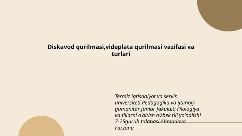 Diskavod qurilmasi,videplata qurilmasi vazifasi va turlari
