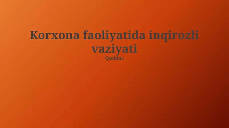 Korxona faoliyatida inqirozli vaziyati