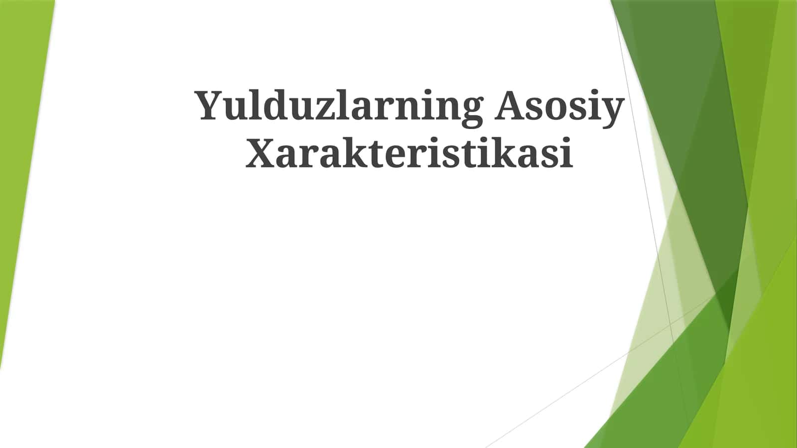Yulduzlarning Asosiy Xarakteristikasi