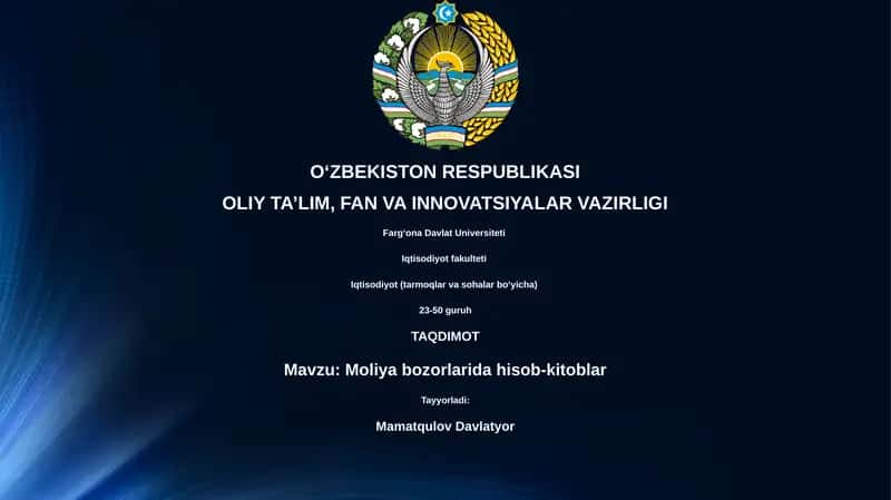 Moliyaviy bozorlarda hisob-kitoblar asoslari