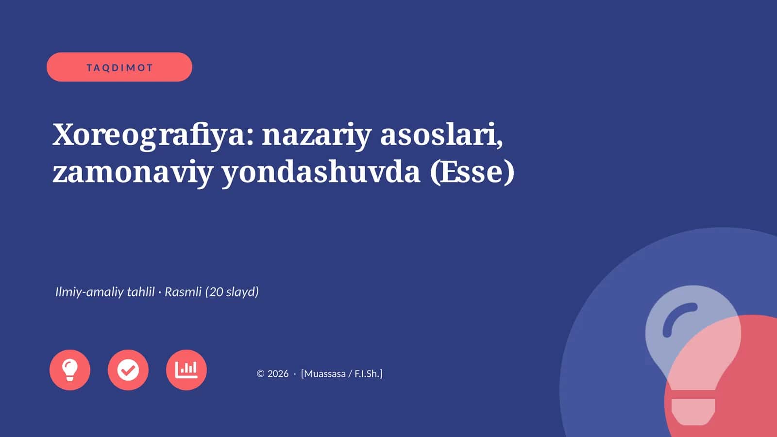 Xoreografiya: nazariy asoslari, zamonaviy yondashuvda (Esse)