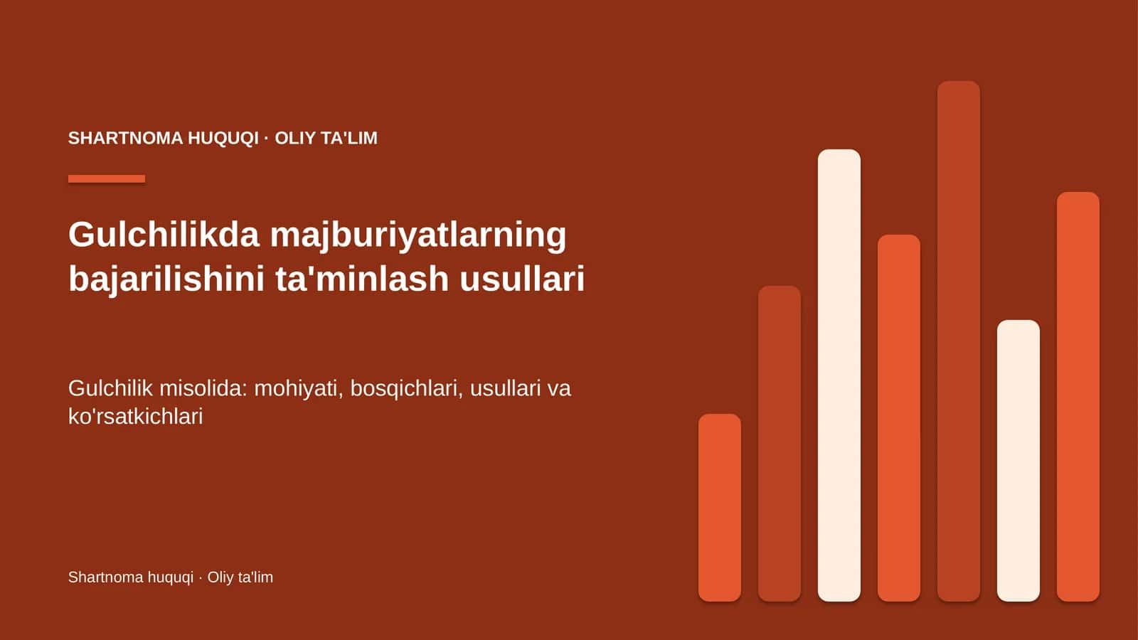 Gulchilikda majburiyatlarning bajarilishini ta'minlash usullari
