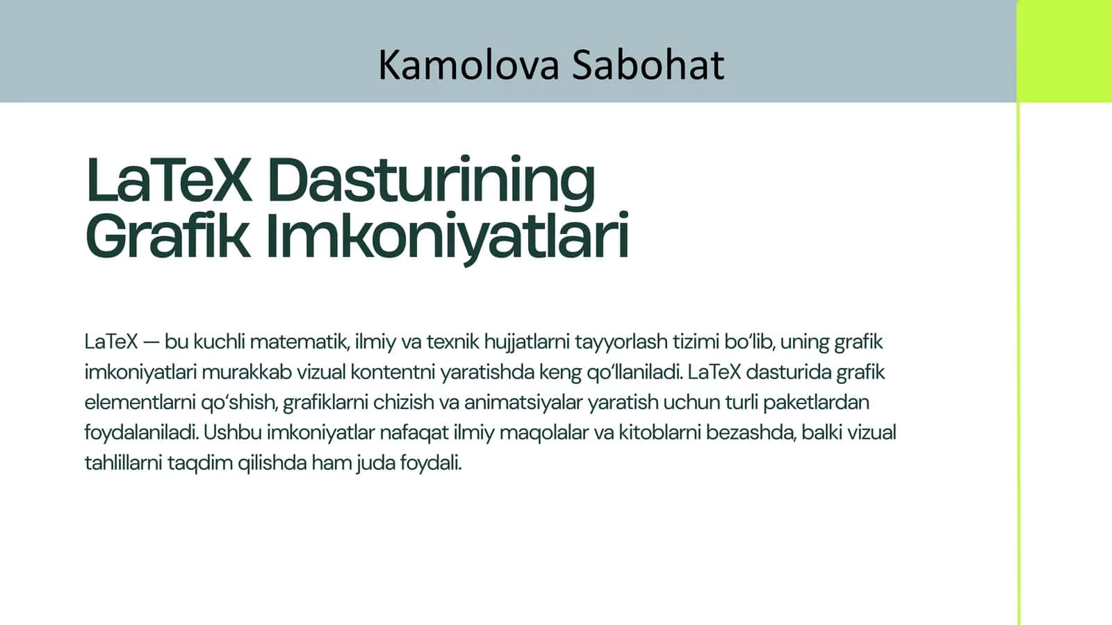 LaTeX Dasturining Grafik Imkoniyatlari