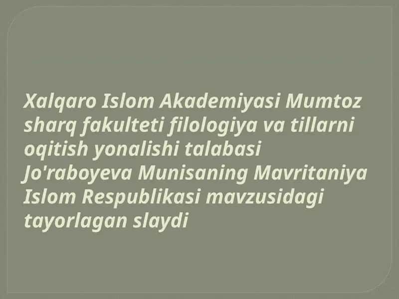 Mavritaniya Islom Respublikasi
