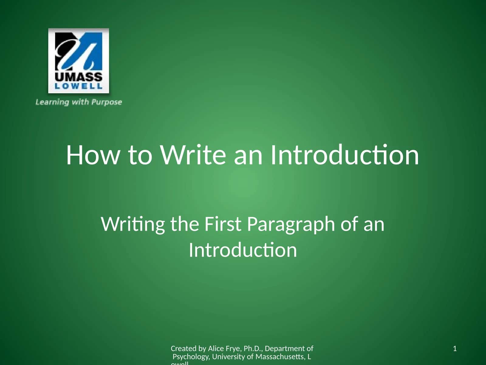 How to Write an Introduction