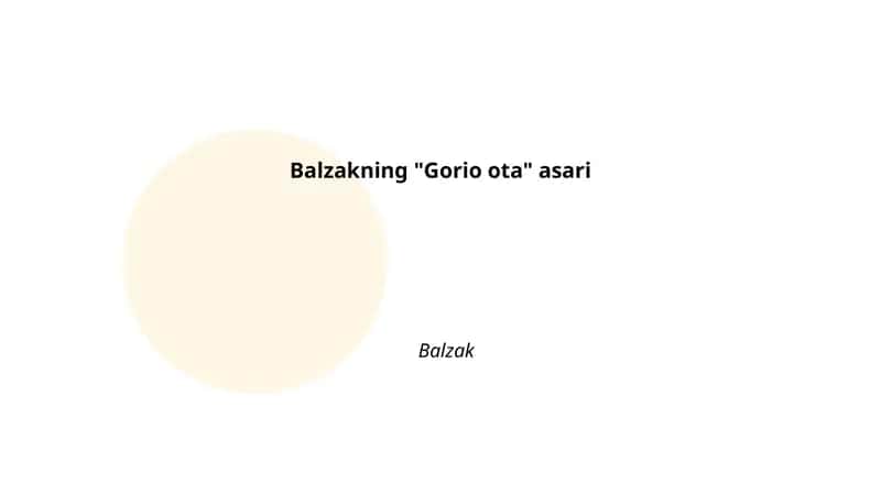 Balzakning "Gorio ota" asari