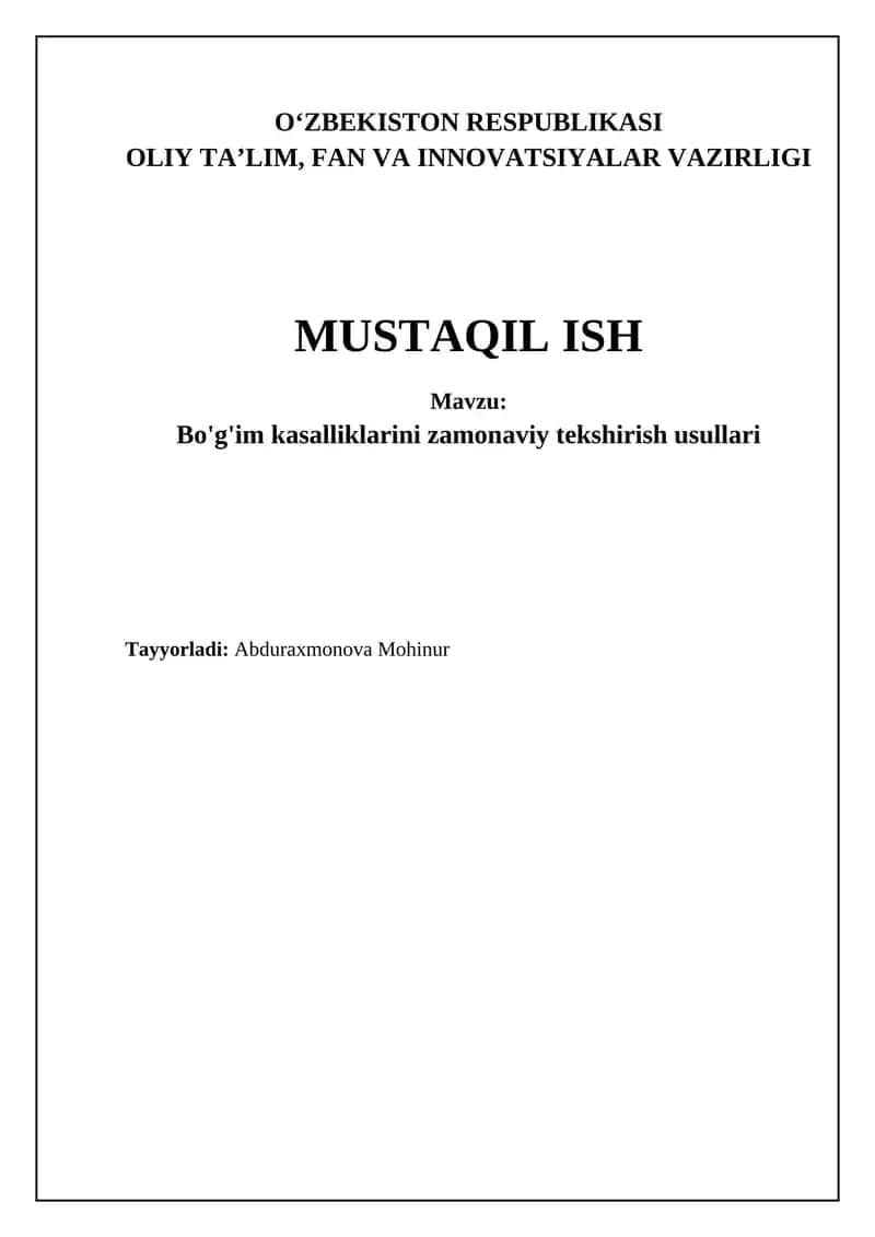 Bo'g'im kasalliklarini zamonaviy tekshirish usullari