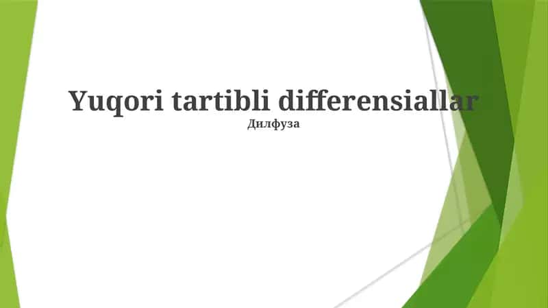 Yuqori tartibli differensiallar