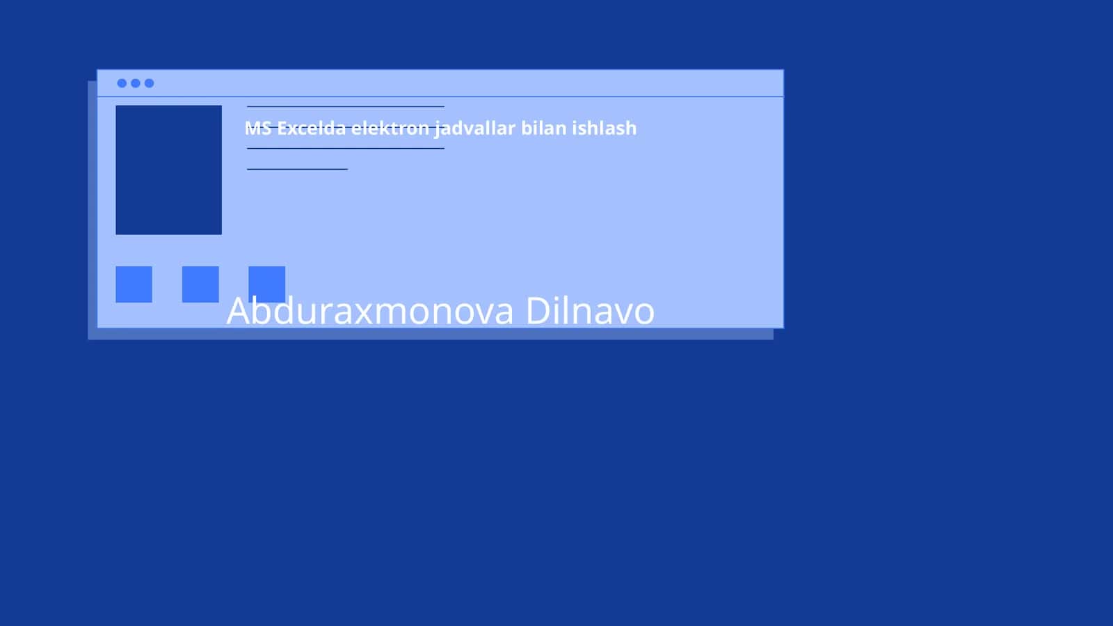 MS Excelda elektron jadvallar bilan ishlash