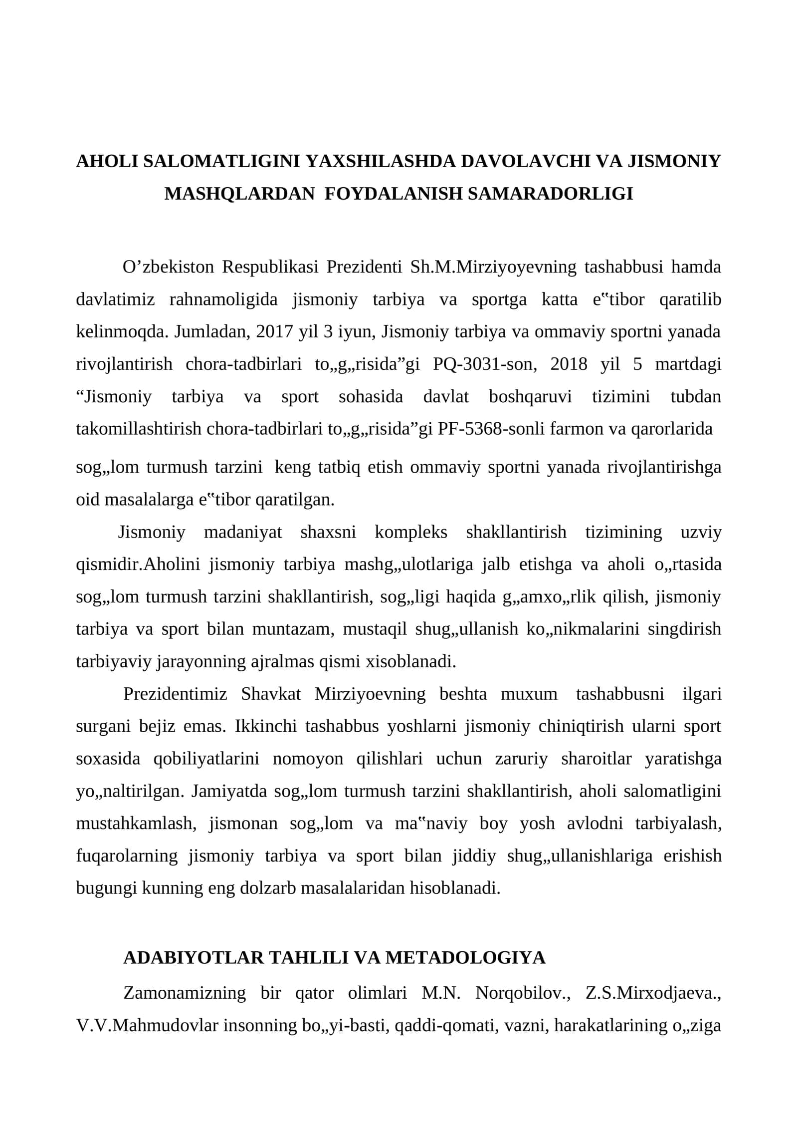Jismoniy tarbiya va sport sohasida davlat boshqaruvi tizimini tubdan takomillashtirish chora-tadbirlari