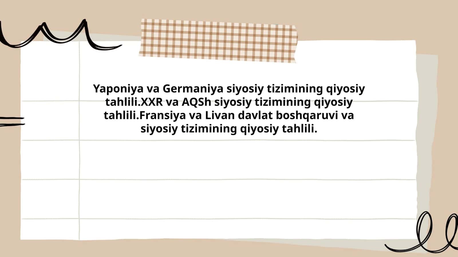 Siyosiy tizimining qiyosiy tahlili