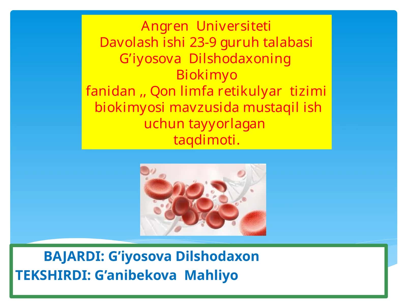 Qonlimfaretikulyartizimi Biokimyosi