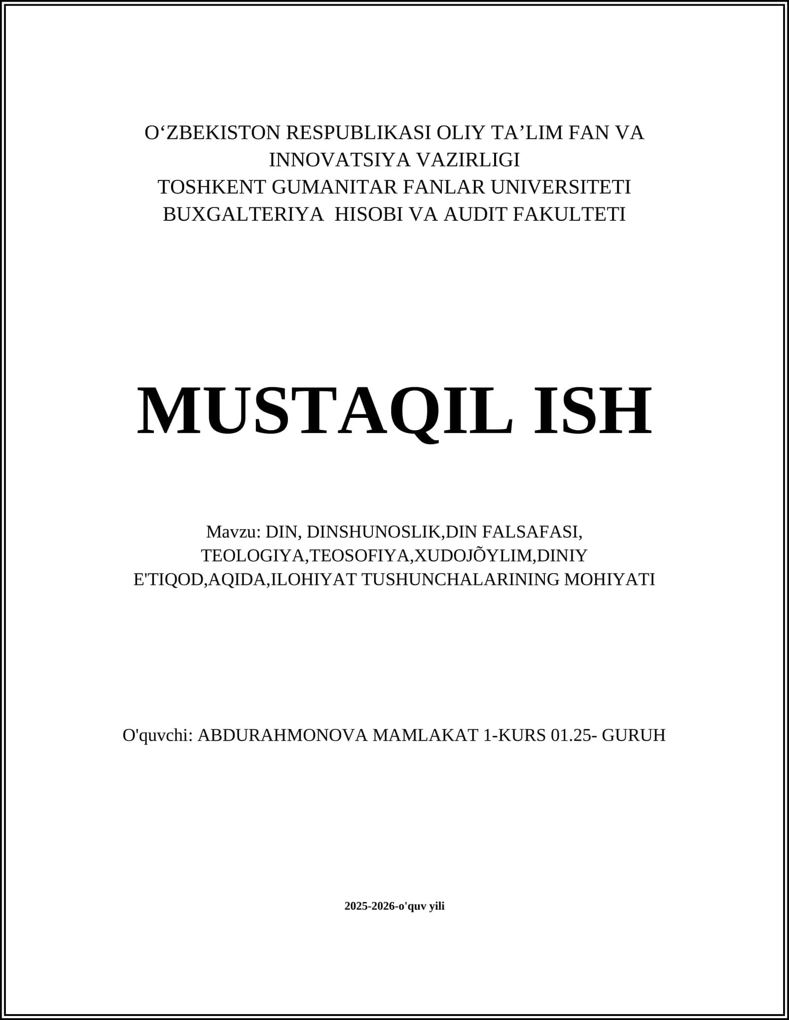 DIN VA JAMIYAT: IJTIMOIY FUNKSIYALARI