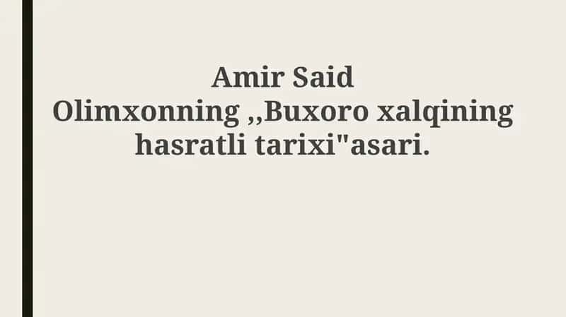 Buxoro xalqining qayg'uli tarixi