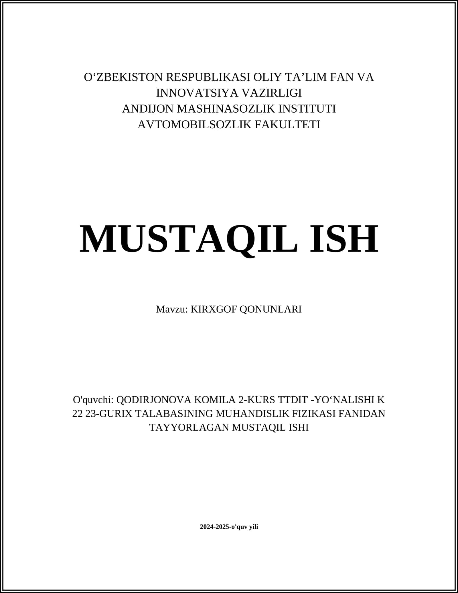 KIRXGOF QONUNLARI