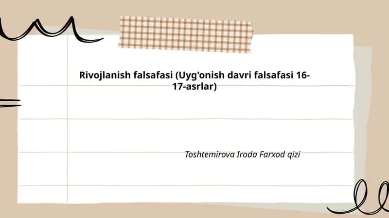 Rivojlanish falsafasi (Uyg'onish davri falsafasi 16-17-asrlar)