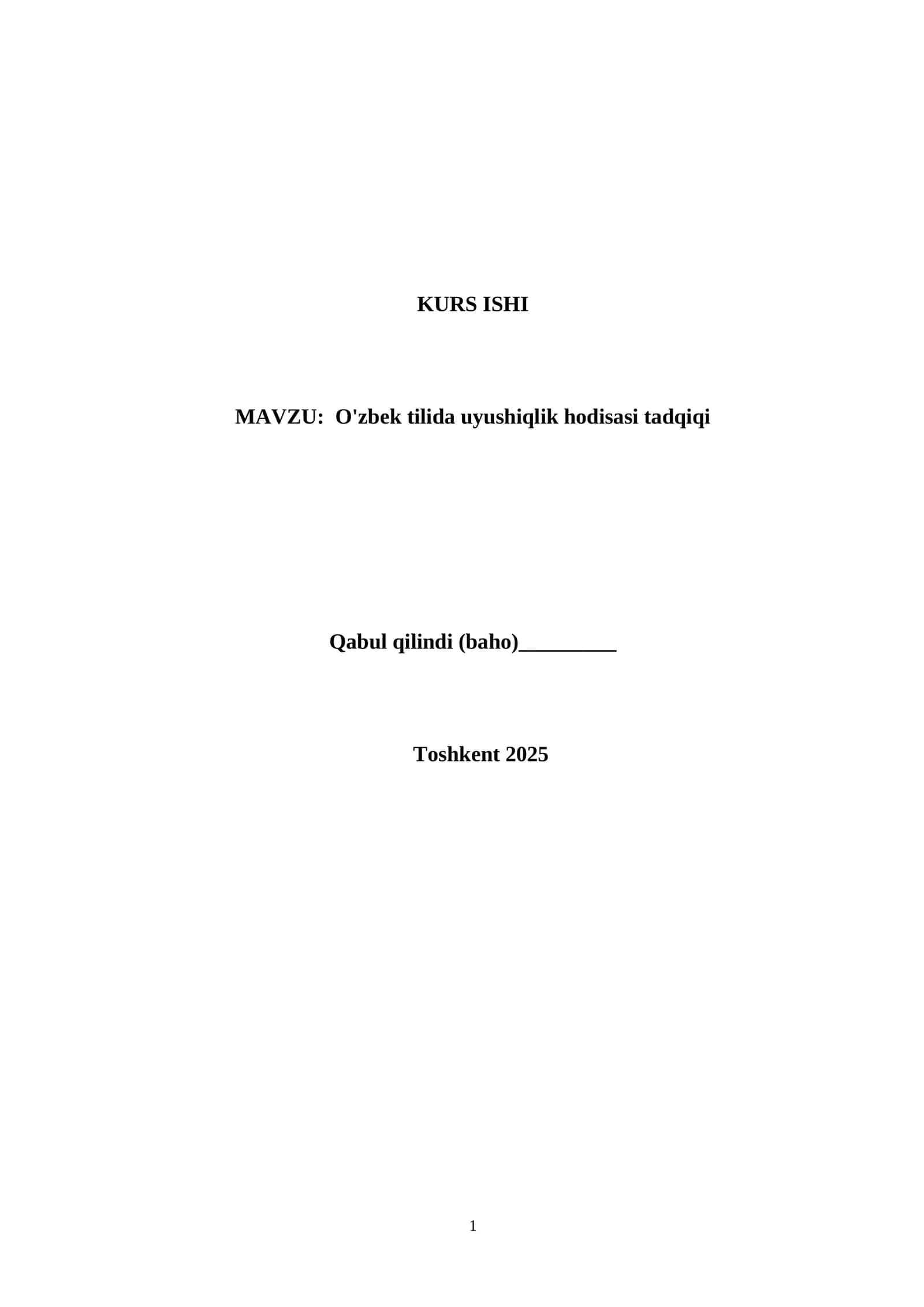 O'zbek tilida uyushiqlik hodisasi tadqiqi