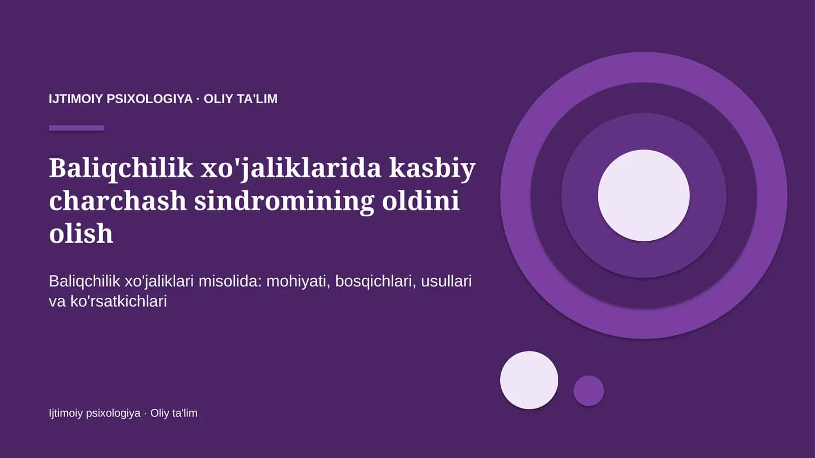 baliqchilik xo'jaliklarida kasbiy charchash sindromining oldini olish 6490