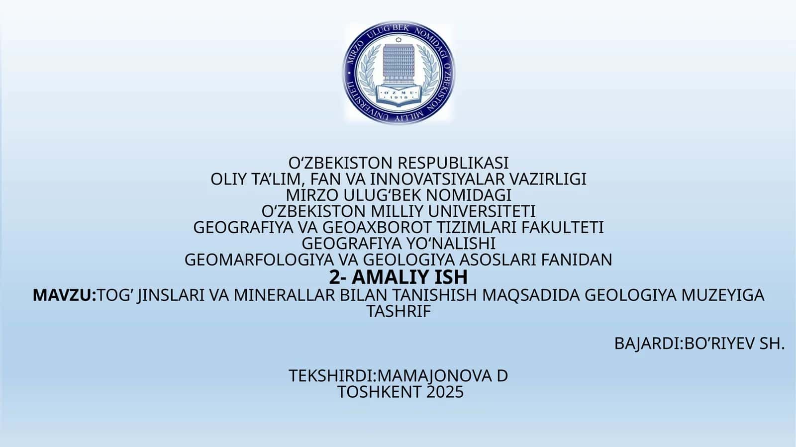 Magmatik va metamorfik jinslar va geologiya muzeyi