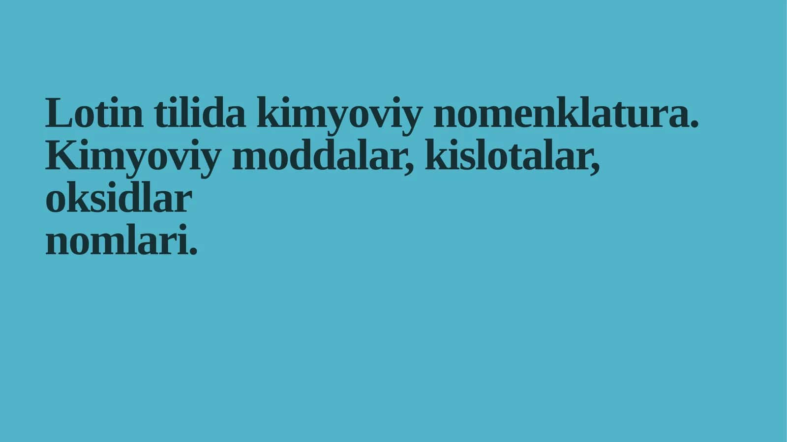 Kimyoviy moddalar nomenklaturasi