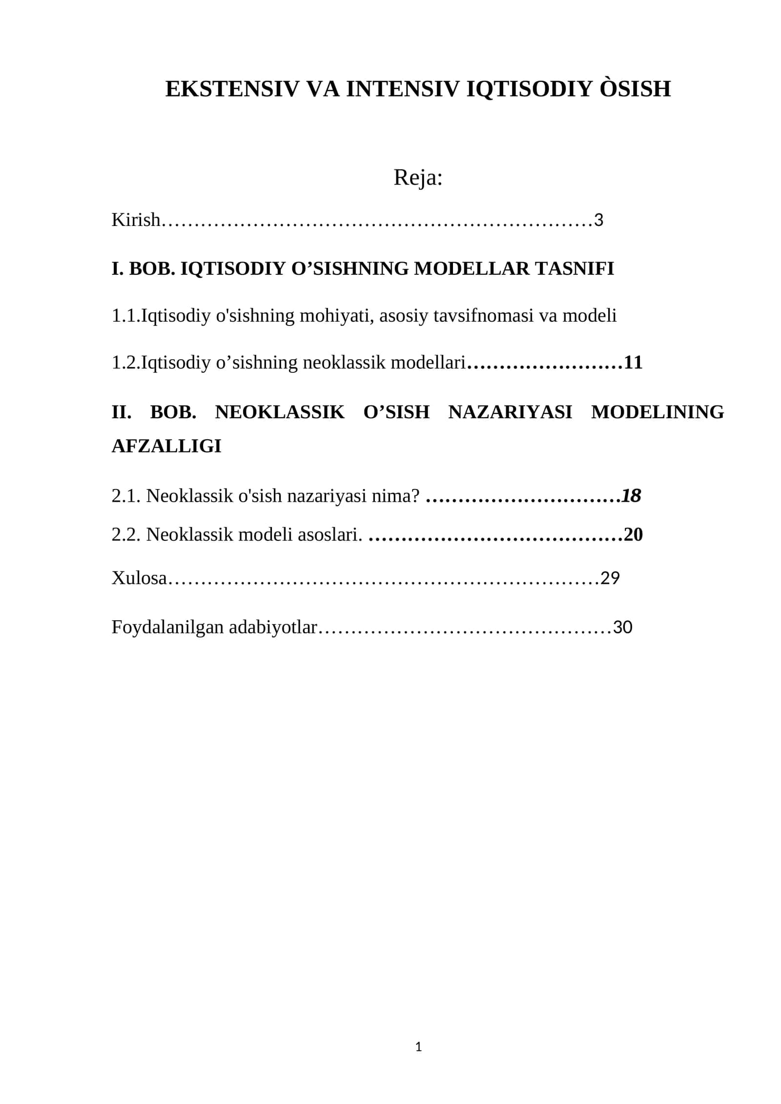 Neoklassik Iqtisodiy O'sish Nazariyasi