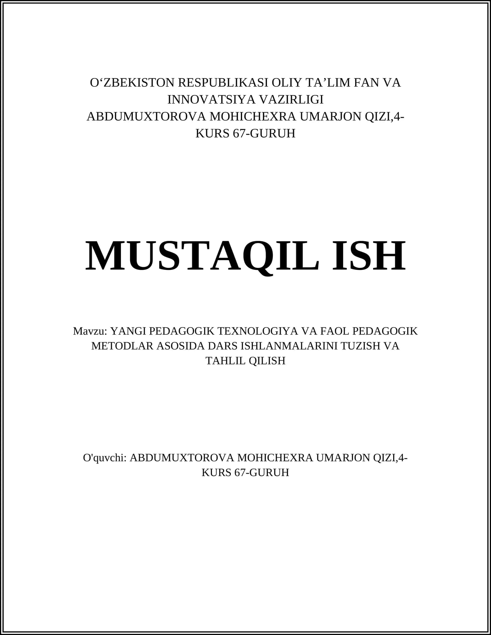 Yangi pedagogik texnologiyalar