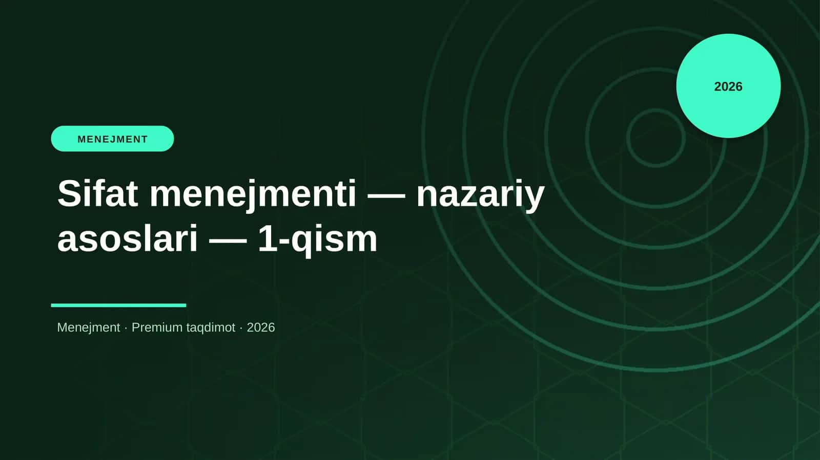 Sifat menejmenti — nazariy asoslari — 1-qism