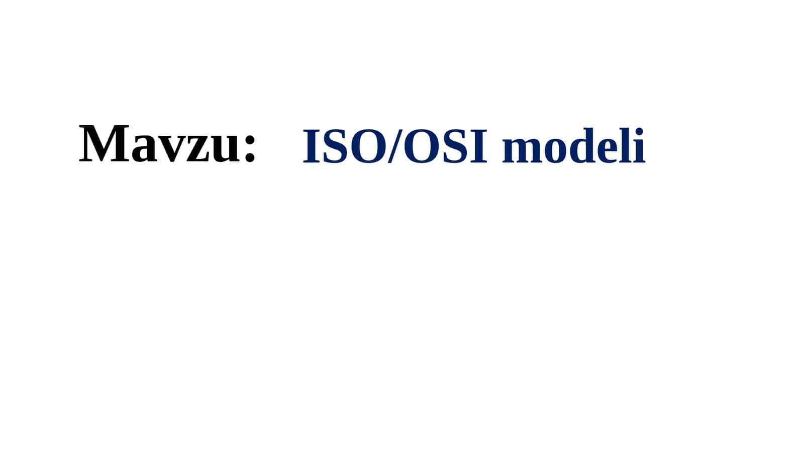 ISO/OSI modeli