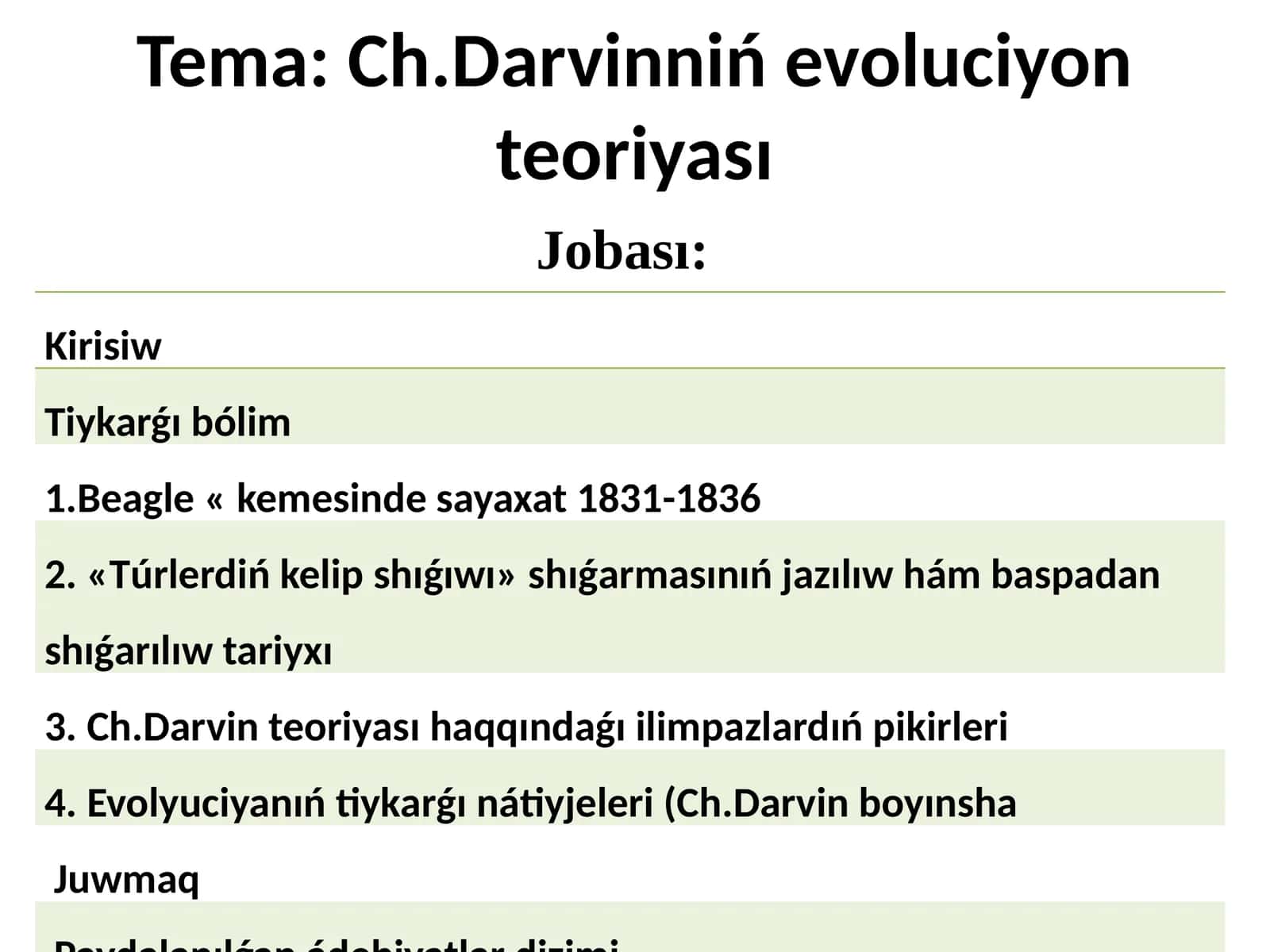 Ch.Darvinniń evoluciyonteoriyası