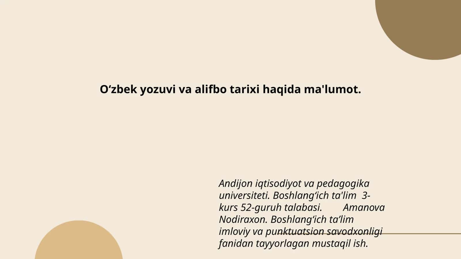 Oʻzbek yozuvi va alifbo tarixi