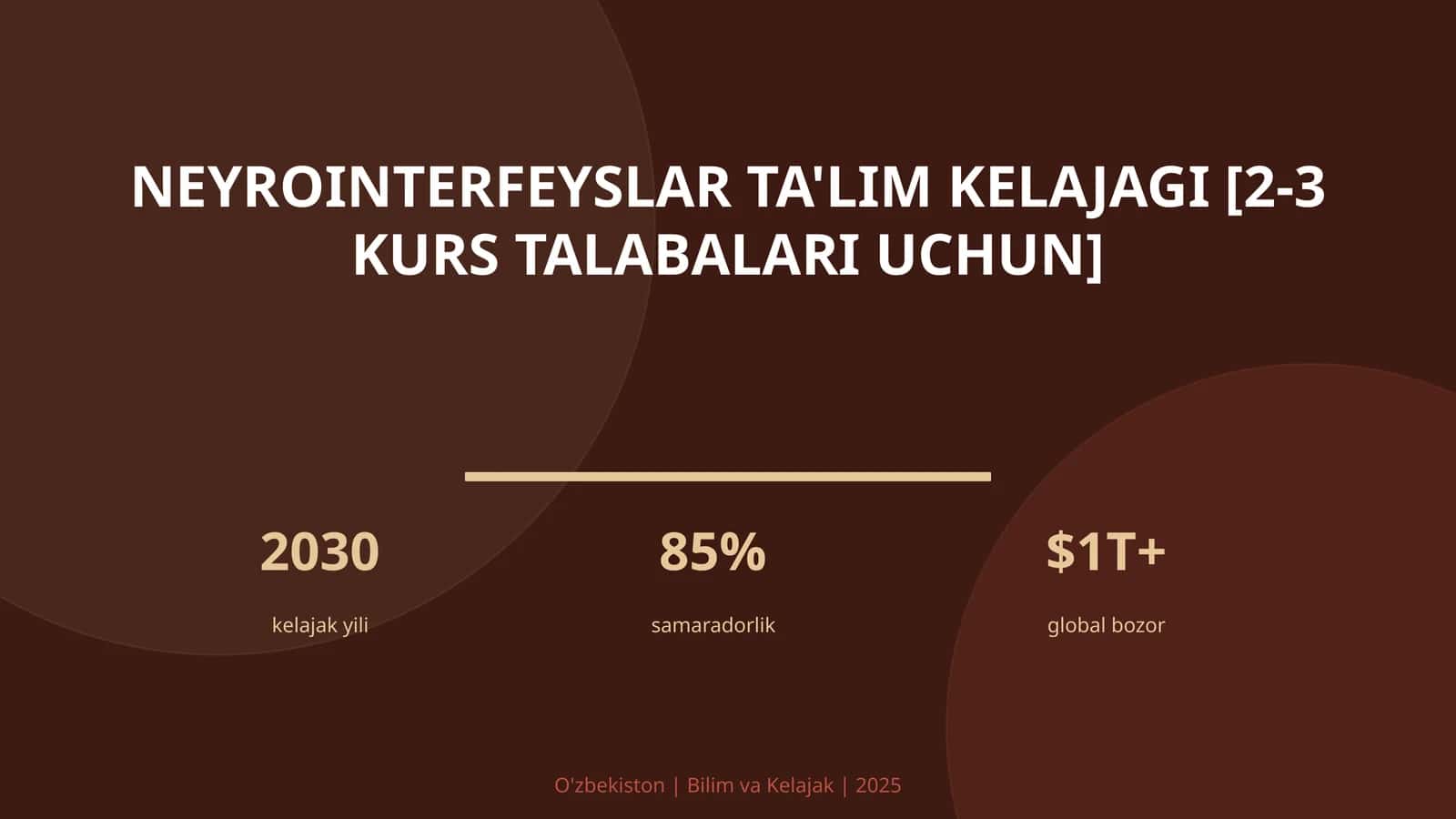 Neyrointerfeyslar ta'lim kelajagi [2-3 kurs talabalari uchun]