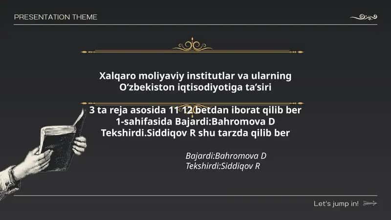 Xalqaro moliyaviy institutlar va ularning O‘zbekiston iqtisodiyotiga ta’siri