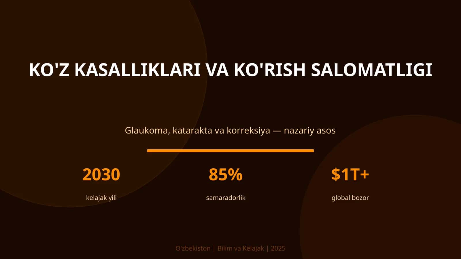 KO'Z KASALLIKLARI VA KO'RISH SALOMATLIGI