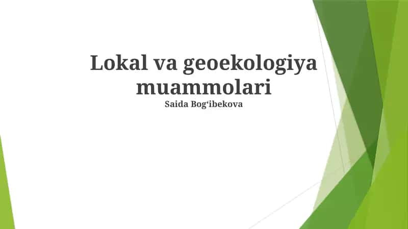 Lokal va geoekologiya muammolari