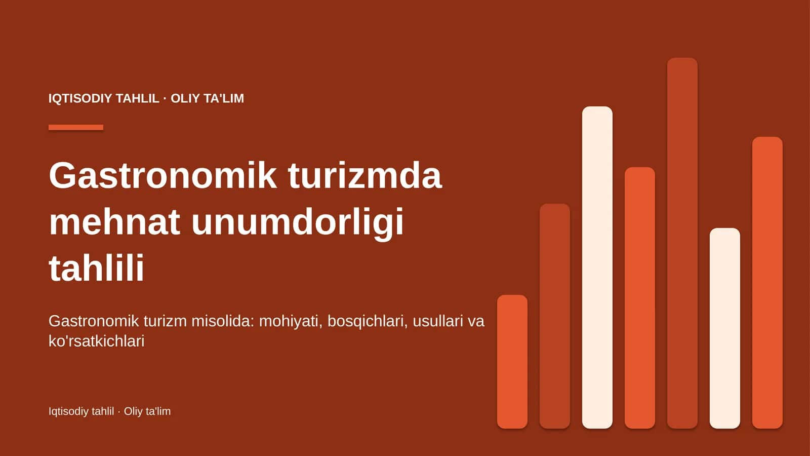Gastronomik turizmda mehnat unumdorligi tahlili