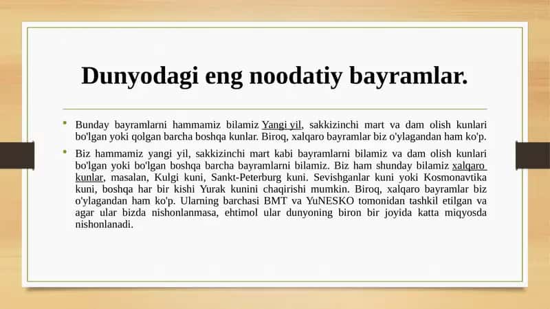 Dunyodagi eng noodatiy bayramlar