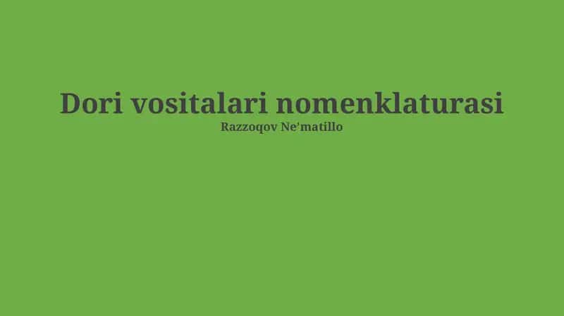 Transport vositalarining nomenklaturasi