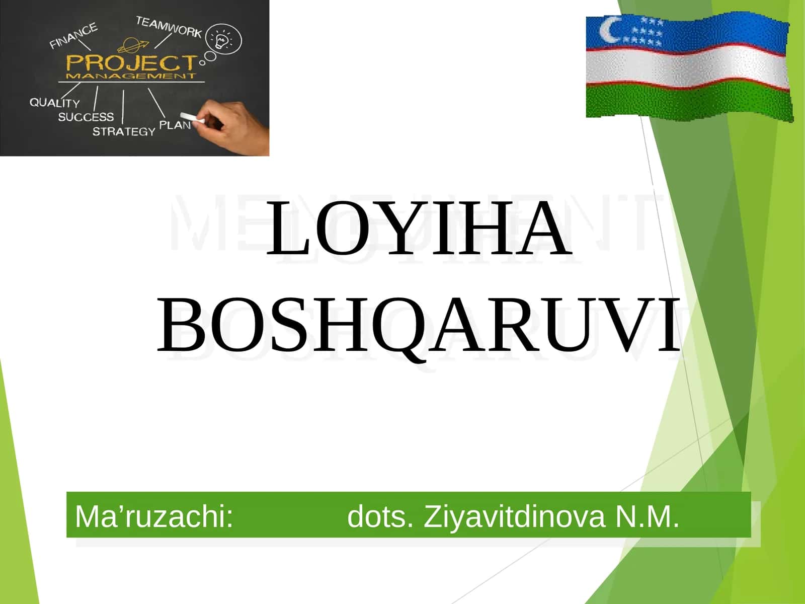 MENEJMENT LOYIHA BOSHQARUVI