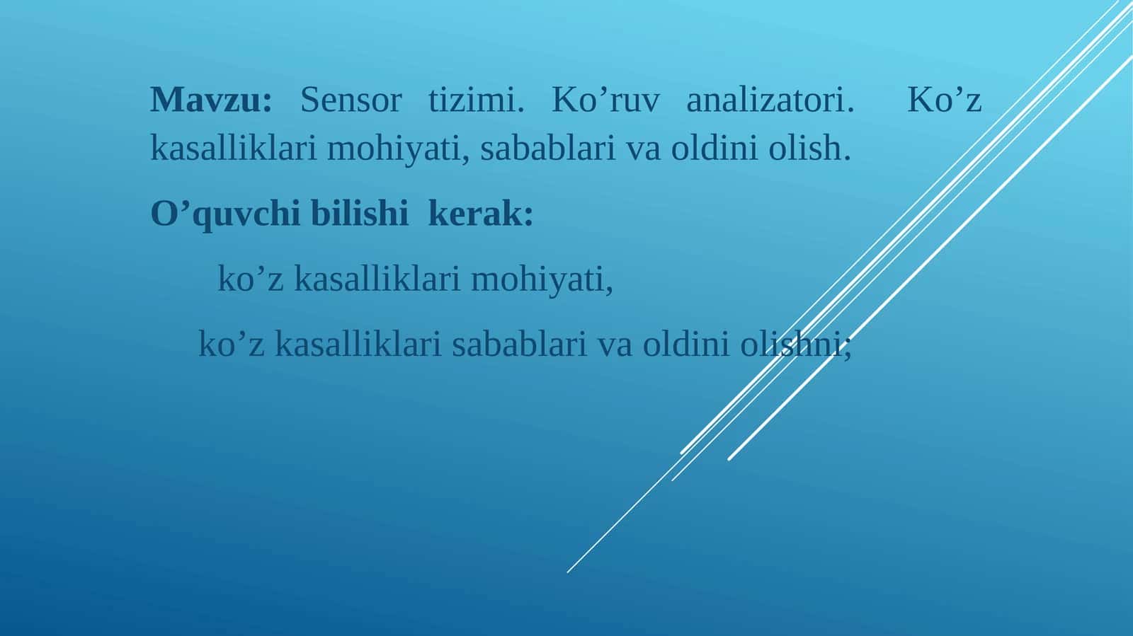 Ko'z kasalliklari. Glaukoma
