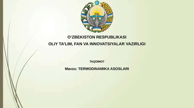 TERMODINAMIKA ASOSLARI