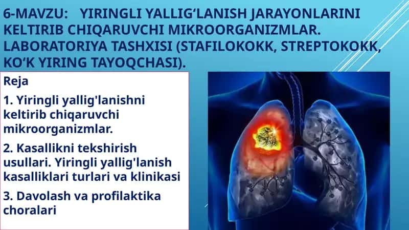 Yiringli yallig‘lanish jarayonlarini keltirib chiqaruvchi mikroorganizmlar