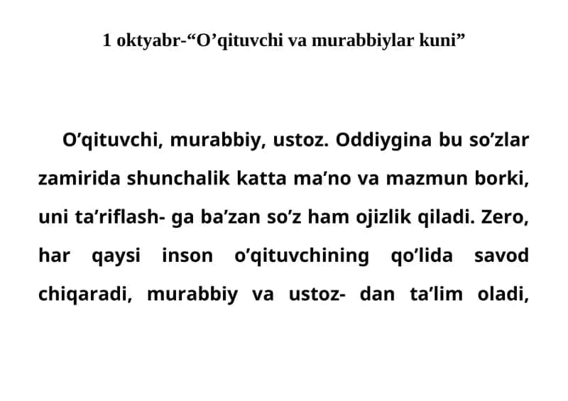O’qituvchi va murabbiylar kuni